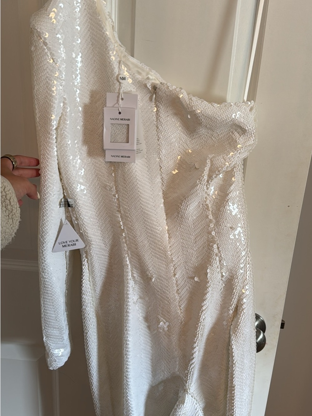 NADINE MERABI White Sequin Shell Dress - Picture 2 of 5